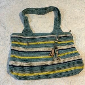 the sak Boho Pool Stripe Crocheted Shoulder Tote Bag & Key Fob